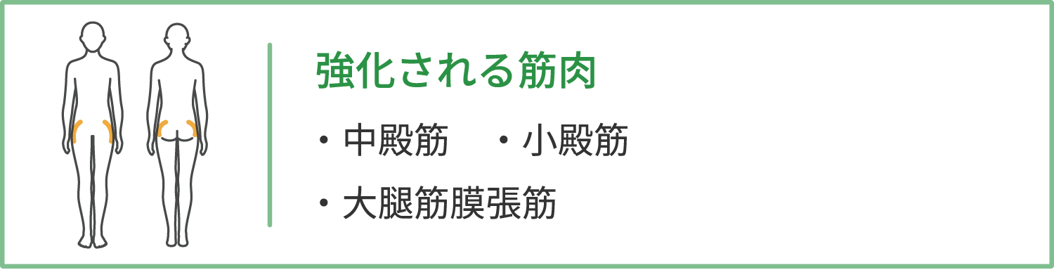 強化される筋肉 : 中殿筋・小殿筋・大腿筋膜張筋